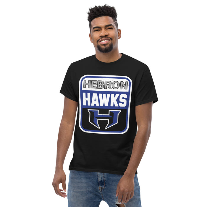 Font view of Hebron High School Hawks Black Classic Unisex T-shirt 001