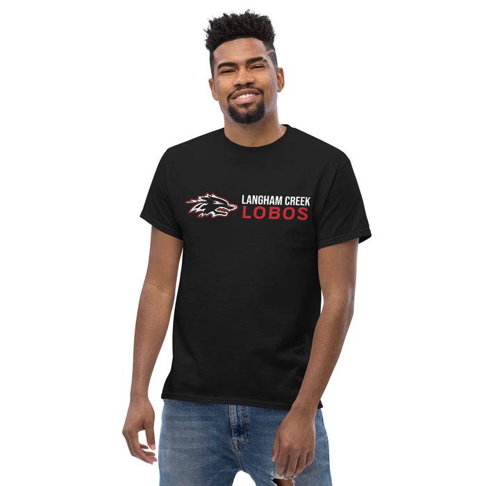 Front view of Langham Creek High School Lobos Black Classic Unisex T-shirt 200