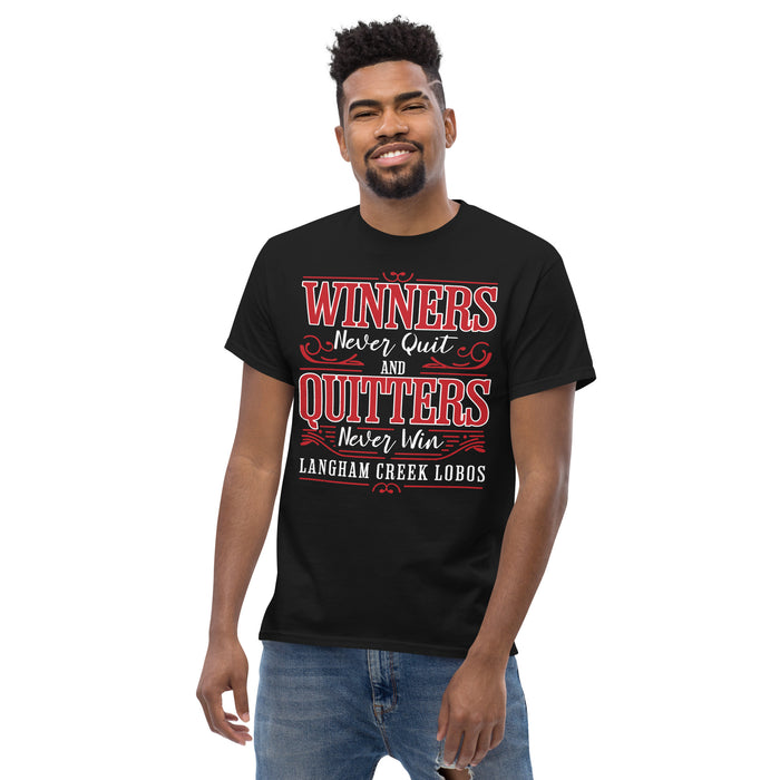 Front view of Langham Creek High School Lobos Black Classic Unisex T-shirt 237