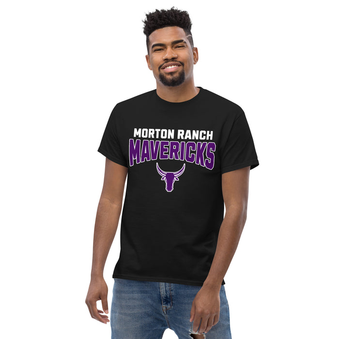 Front view of Morton Ranch High School Mavericks Black Classic Unisex T-shirt 234