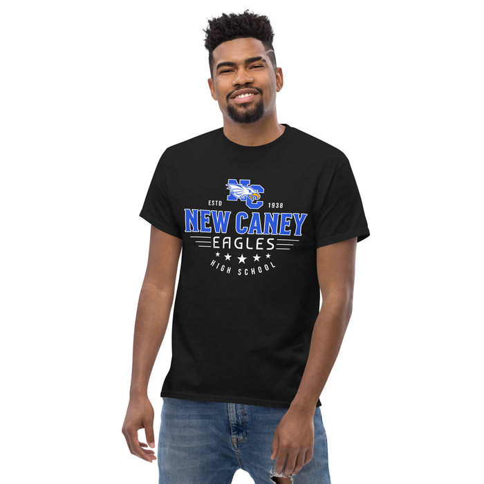 Front view of New Caney High School Eagles Black Classic Unisex T-shirt 217
