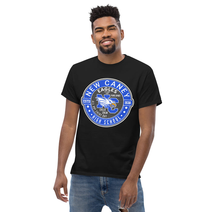 Front view of New Caney High School Eagles Black Classic Unisex T-shirt 224