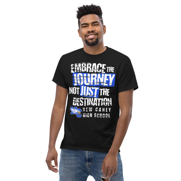 Front view of New Caney High School Eagles Black Classic Unisex T-shirt 232