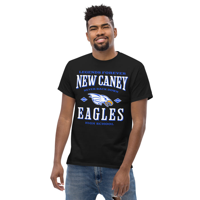 Front view of New Caney High School Eagles Black Classic Unisex T-shirt 230