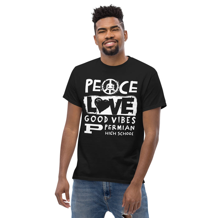 Front view of Permian High School Panthers Black Classic Unisex T-shirt 240