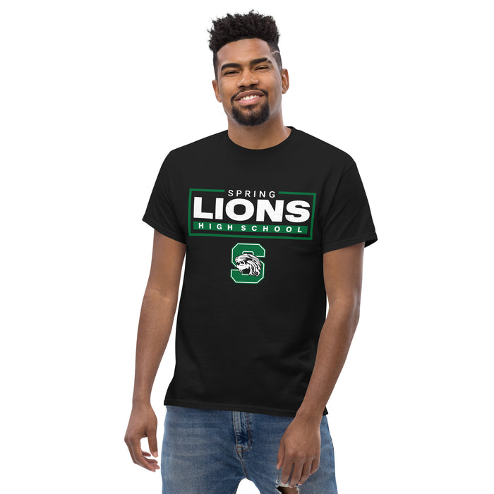 Man wearing Spring High School Lions Black Classic Unisex T-shirt 049