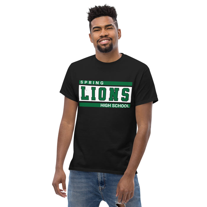 Man wearing Spring High School Lions Black Classic Unisex T-shirt 098