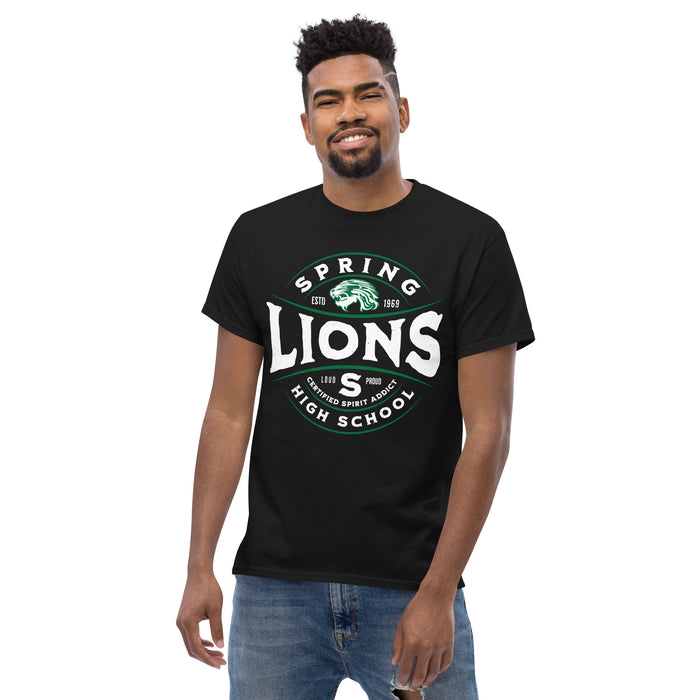 Man wearing Spring High School Lions Black Classic Unisex T-shirt 218