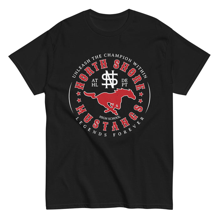 North Shore High School Mustangs Black Classic Unisex T-shirt 214