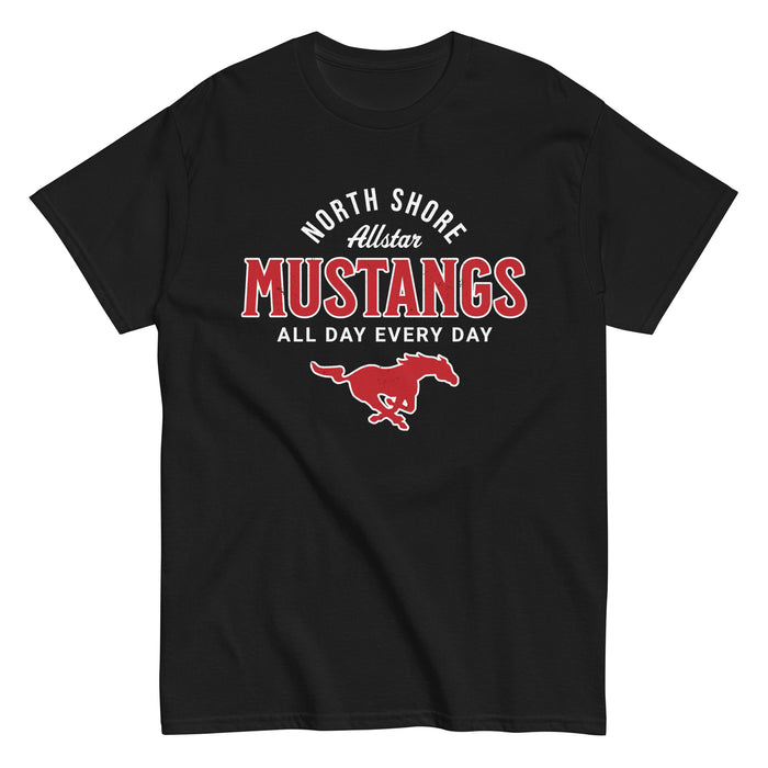 North Shore High School Mustangs Black Classic Unisex T-shirt 040