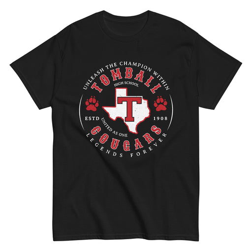 Tomball High School Cougars Classic Unisex Black T-shirt 214