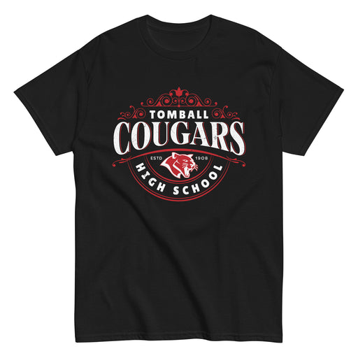 Tomball High School Cougars Classic Unisex Black T-shirt 211