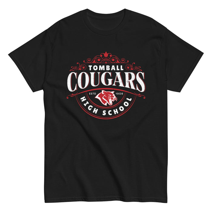 Tomball High School Cougars Classic Unisex Black T-shirt 211