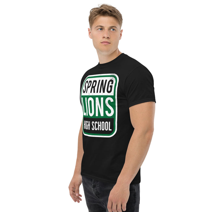 Side view of Spring High School Lions Black Classic Unisex T-shirt 001