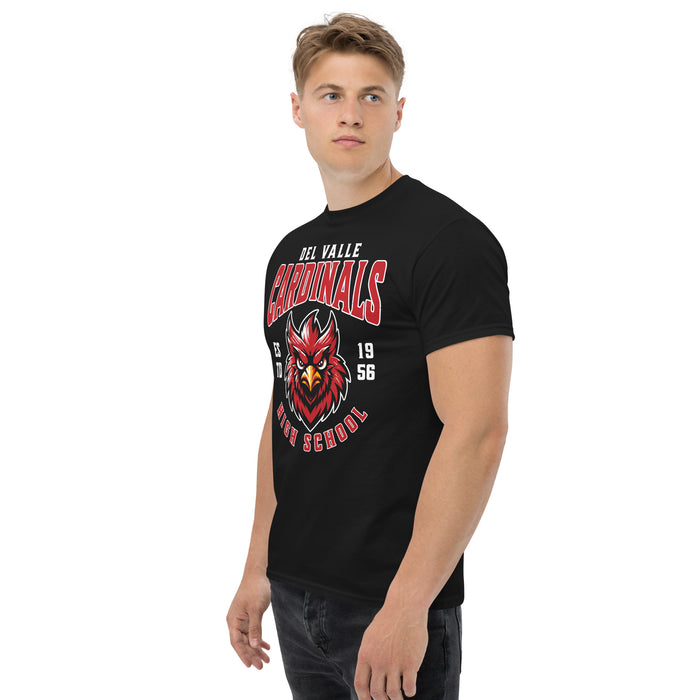 Side view of Del Valle High School Cardinals Black Classic Unisex T-shirt 213