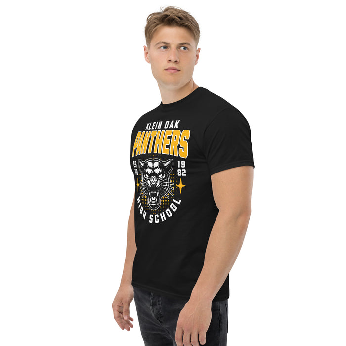 Side view of Klein Oak High School Panthers Classic Unisex Black T-shirt 204