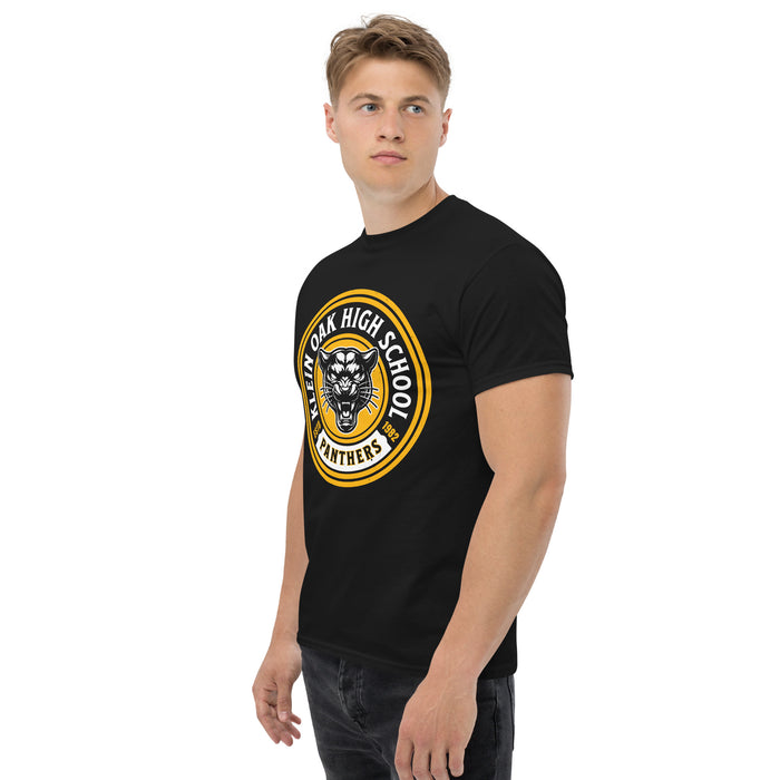 Side view of Klein Oak High School Panthers Classic Unisex Black T-shirt 220