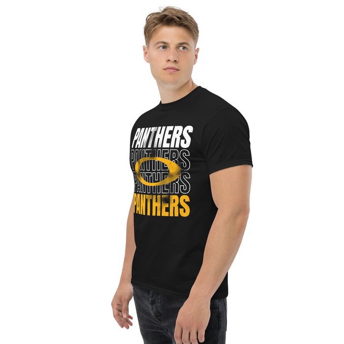 Side view of Klein Oak High School Panthers Classic Unisex Black T-shirt 233