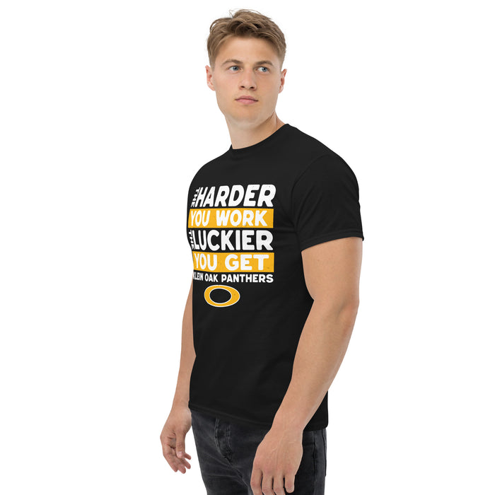 Side view of Klein Oak High School Panthers Classic Unisex Black T-shirt 238