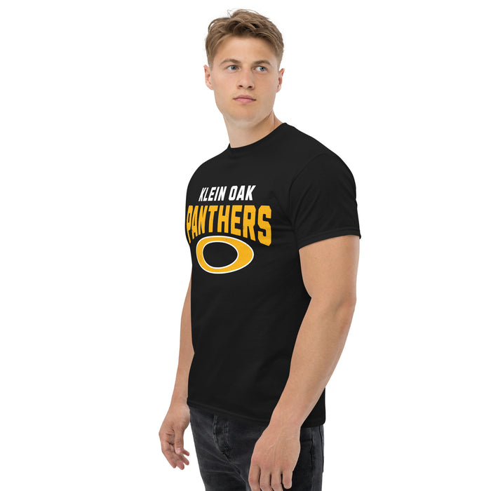 Man wearing Klein Oak High School Panthers Classic Unisex Black T-shirt 234