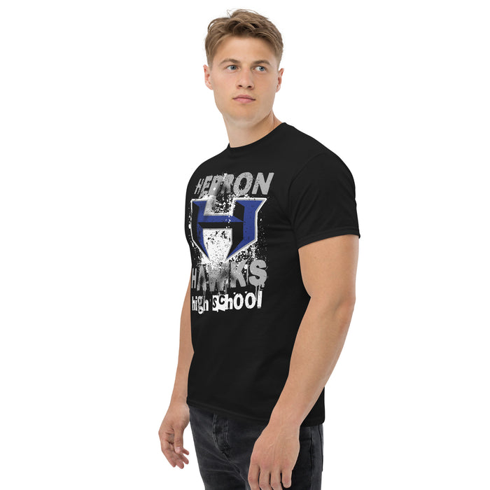 Man wearing Hebron High School Hawks Black Classic Unisex T-shirt 205