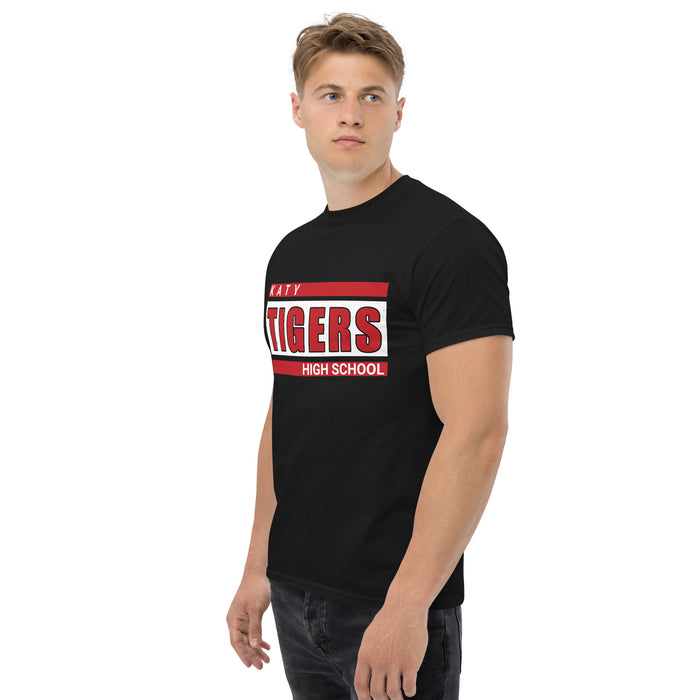 Man wearing Katy High School Tigers Black Classic Unisex  T-shirt 098