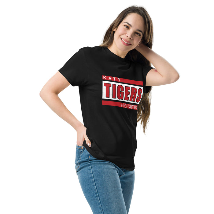 Woman wearing Katy High School Tigers Black Classic Unisex  T-shirt 098