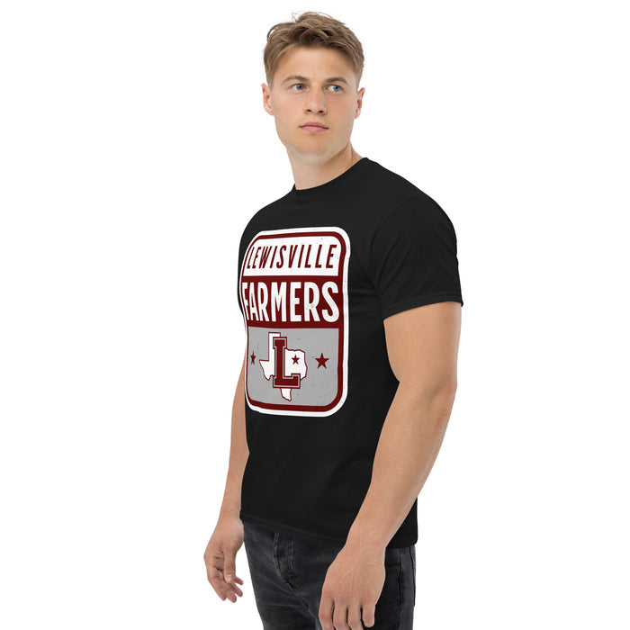 Man wearing Lewisville High School Farmers Black Classic Unisex T-shirt 001