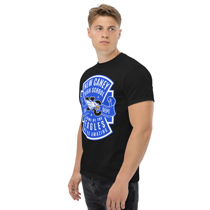 Man wearing New Caney High School Eagles Black Classic Unisex T-shirt 207