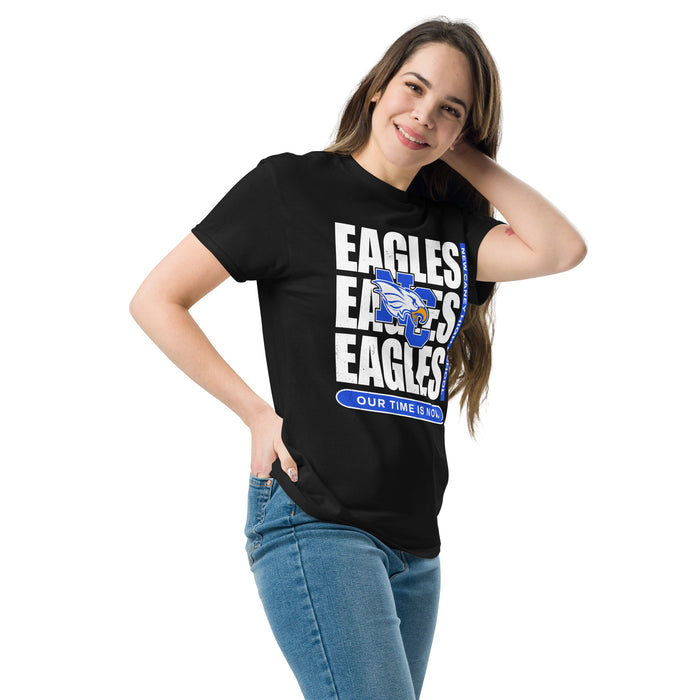 Woman wearing New Caney High School Eagles Black Classic Unisex T-shirt 235