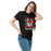 Woman wearing North Shore High School Mustangs Black Classic Unisex T-shirt 205