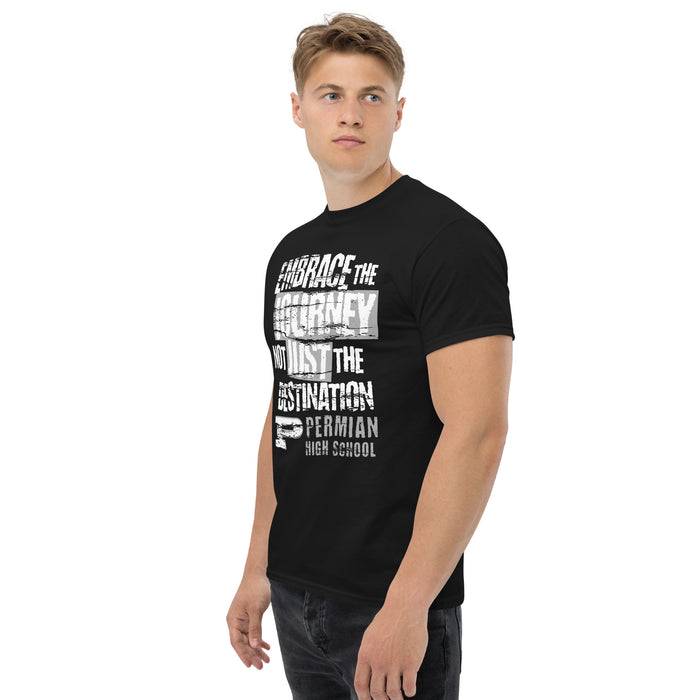 Man wearing Permian High School Panthers Black Classic Unisex T-shirt 232