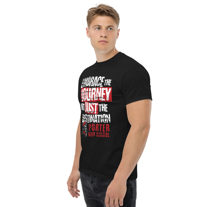 Man wearing Porter High School Spartans Black Classic Unisex T-shirt 232