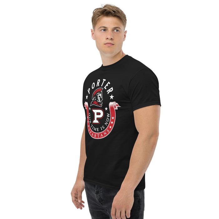 Man wearing Porter High School Spartans Black Classic Unisex T-shirt 229