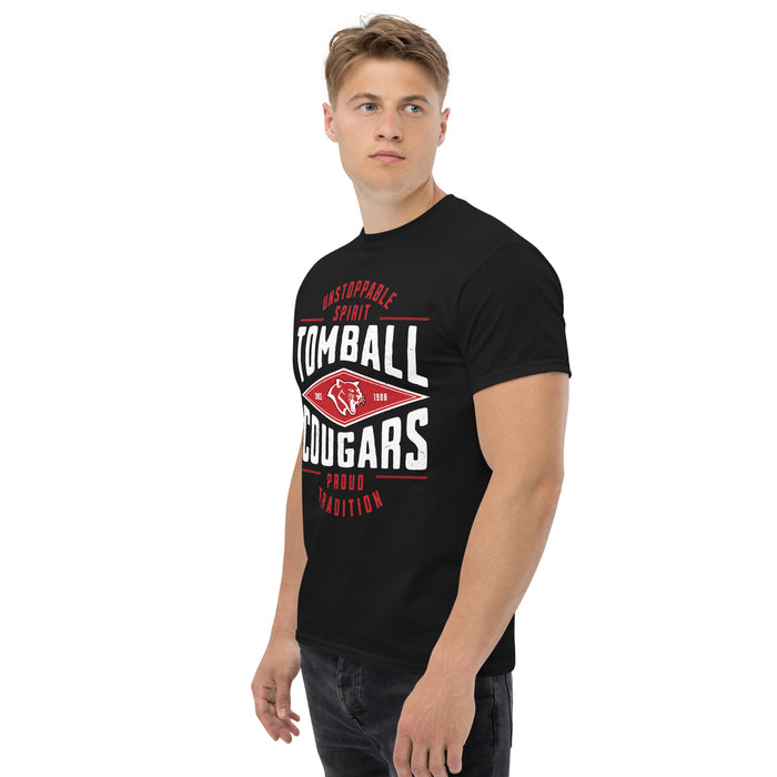 Man wearing Tomball High School Cougars Classic Unisex Black T-shirt 210