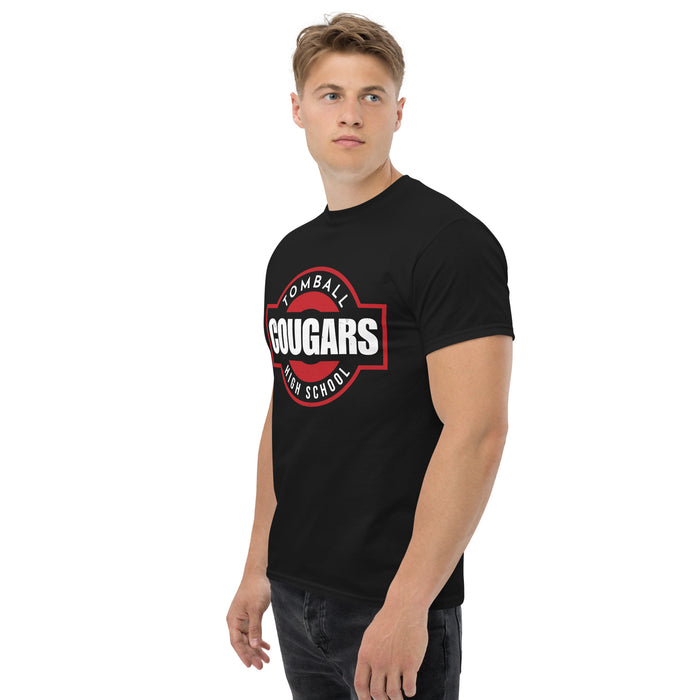 Man wearing Tomball High School Cougars Classic Unisex Black T-shirt 011