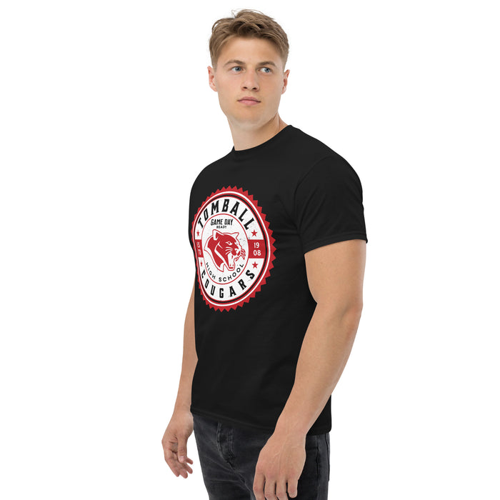 Man wearing Tomball High School Cougars Classic Unisex Black T-shirt 203