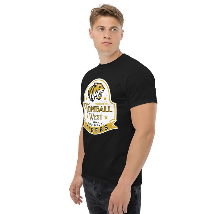 Man wearing Tomball West High School Tigers Black Classic Unisex T-shirt 219