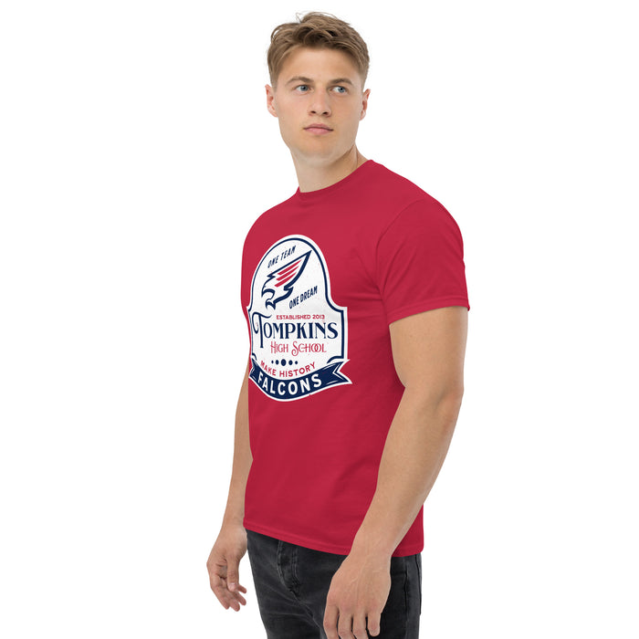 Side view of Tompkins High School Falcons Red Classic Unisex T-shirt 219