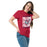 Woman wearing Tompkins High School Falcons Red Classic Unisex T-shirt 223