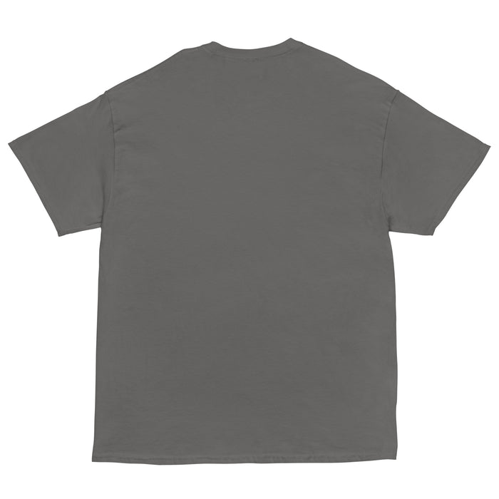 Back view of Odessa High School Bronchos Dark Grey Classic Unisex T-shirt 040