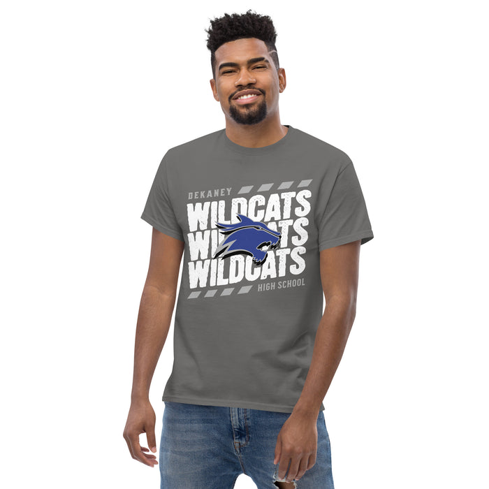 Man wearing Dekaney High School Wildcats Charcoal Grey Classic Unisex T-shirt 223