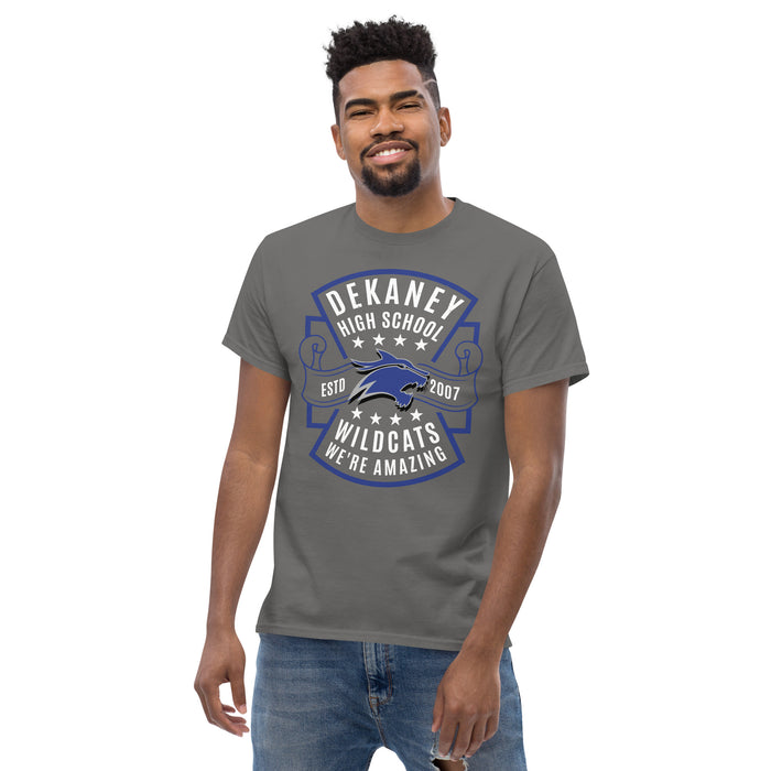Man wearing Dekaney High School Wildcats Charcoal Grey Classic Unisex T-shirt 207
