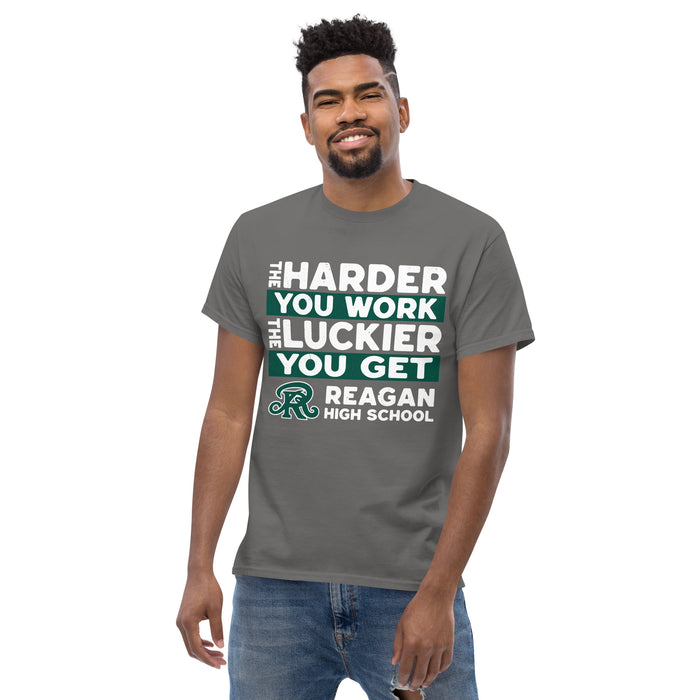Front view of Reagan High School Rattlers Dark Grey Classic Unisex T-shirt 238