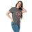 Woman wearing North Shore High School Mustangs Dark Grey Classic Unisex T-shirt 201