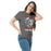 Woman wearing North Shore High School Mustangs Dark Grey Classic Unisex T-shirt 205