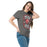 Woman wearing North Shore High School Mustangs Dark Grey Classic Unisex T-shirt 207