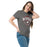 Woman wearing North Shore High School Mustangs Dark Grey Classic Unisex T-shirt 211