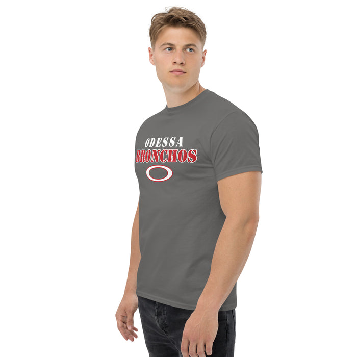 Side view of Odessa High School Bronchos Dark Grey Classic Unisex T-shirt 222