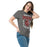 Woman wearing Round Rock High School Dragons Dark Grey Classic Unisex T-shirt 204